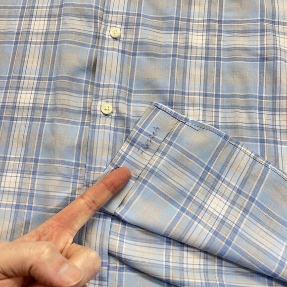 Peter Millar Button-Down Shirt Men’s XL Light Blue Plaid Long Sleeve - Picture 15 of 16